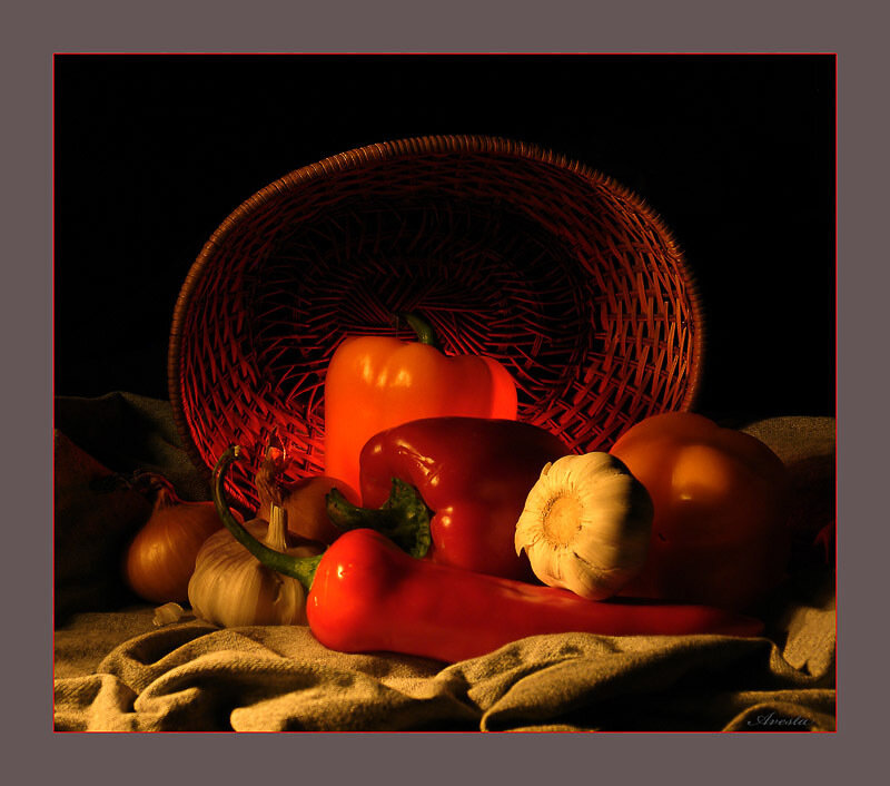 Vegetables in a Basket — Red