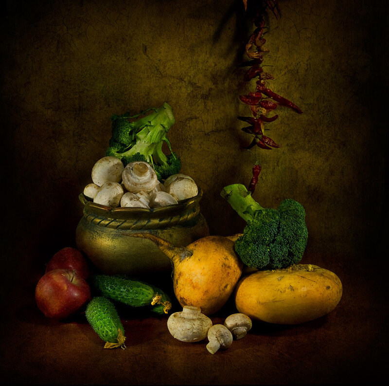 Vegetables in a Bowl — Brown