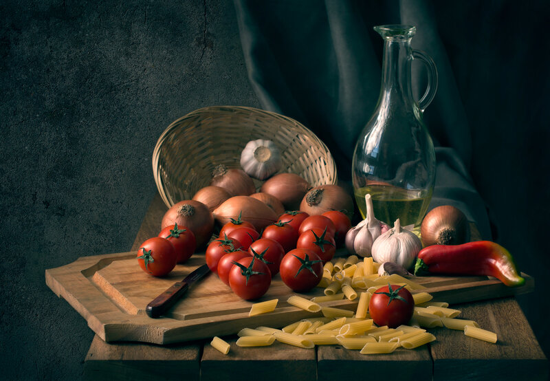 Vegetables on Cutting Board — Brown