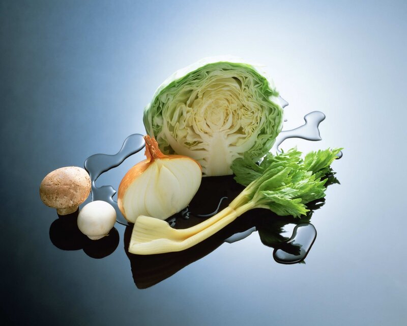 Vegetables on Reflective Surface