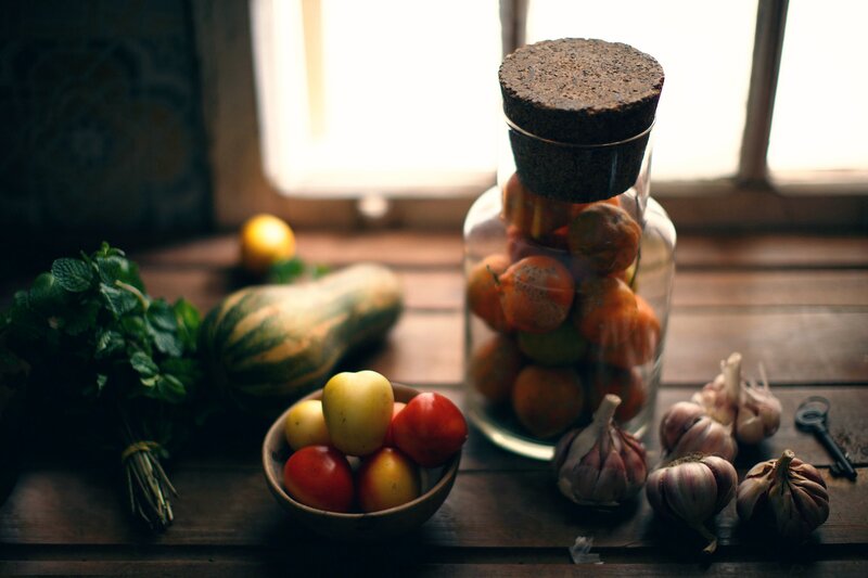 Vegetables on Wooden Table — Brown