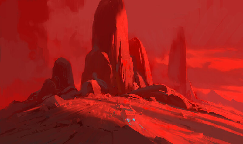 Vehicle in Red Landscape