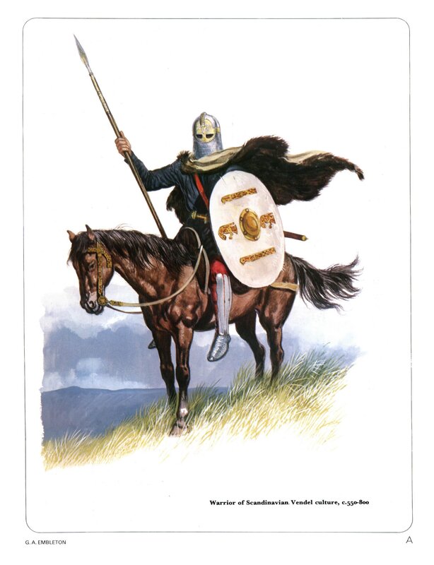 Vendel warrior on horseback