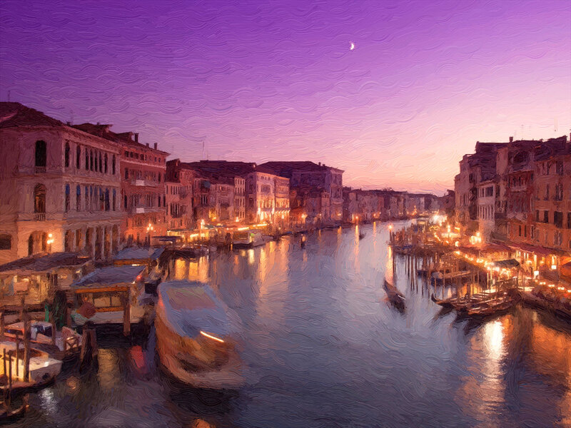 Venetian Canal at Dusk — Purple