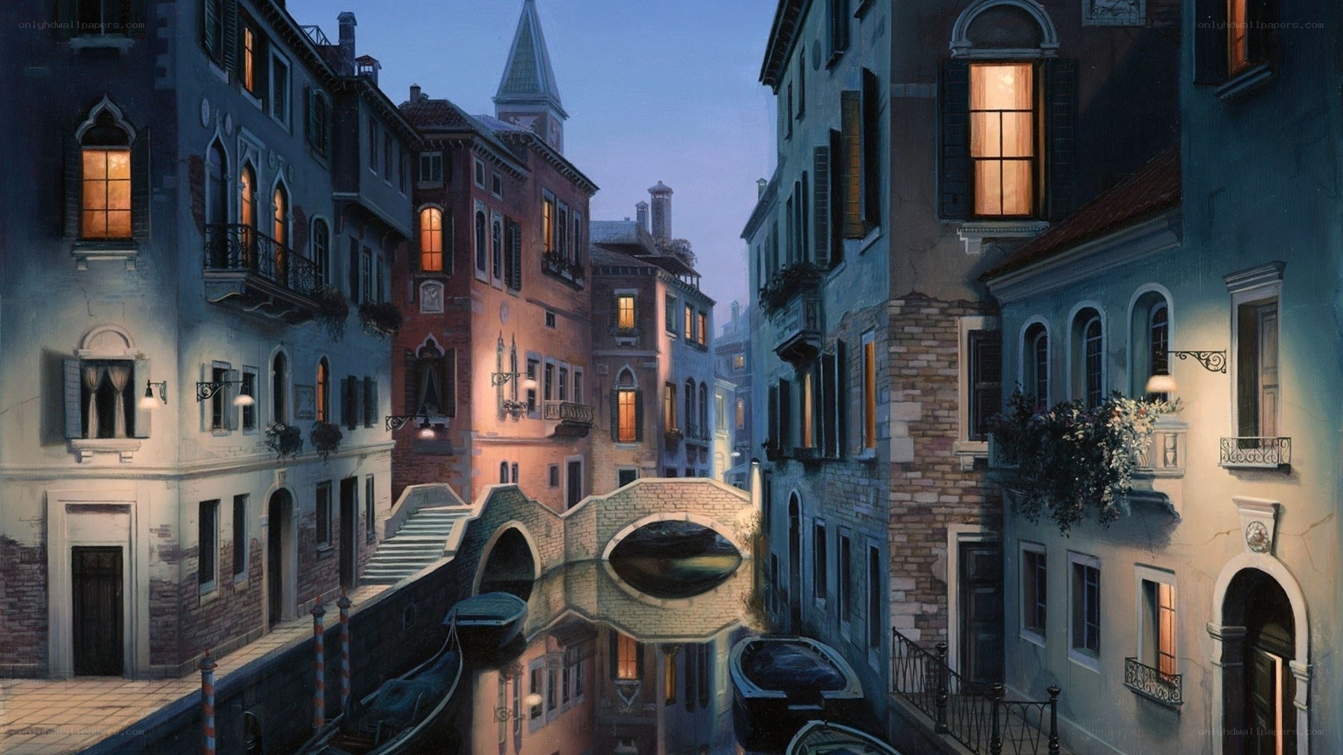 Venetian canal at dusk