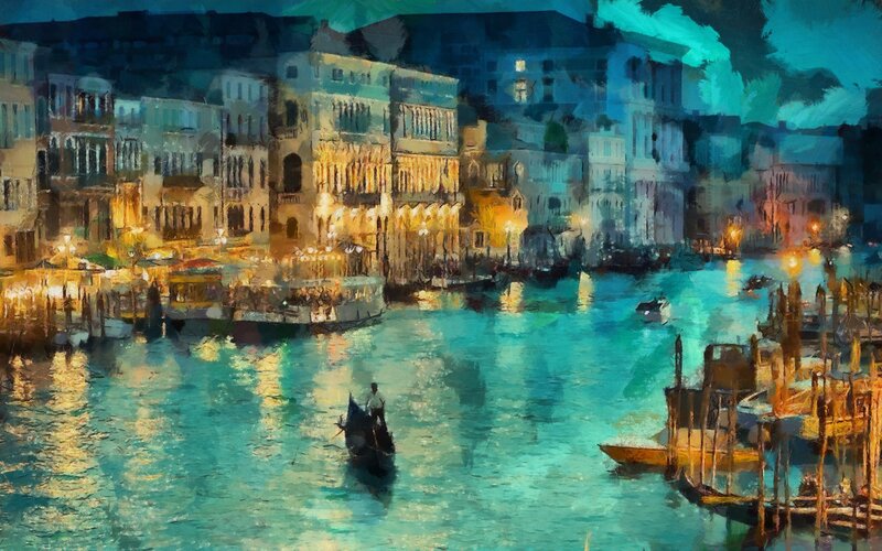 Venetian canal at night
