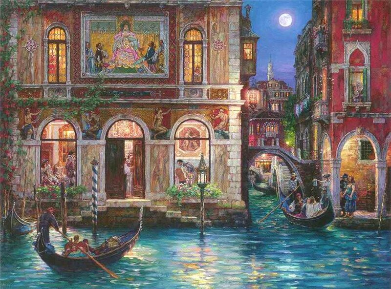Venetian canal at night