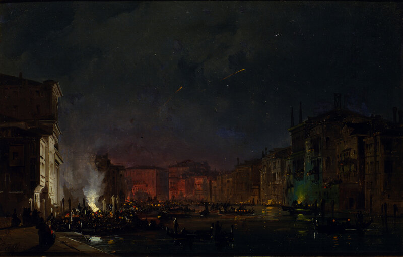 Venetian Canal at Night — Black