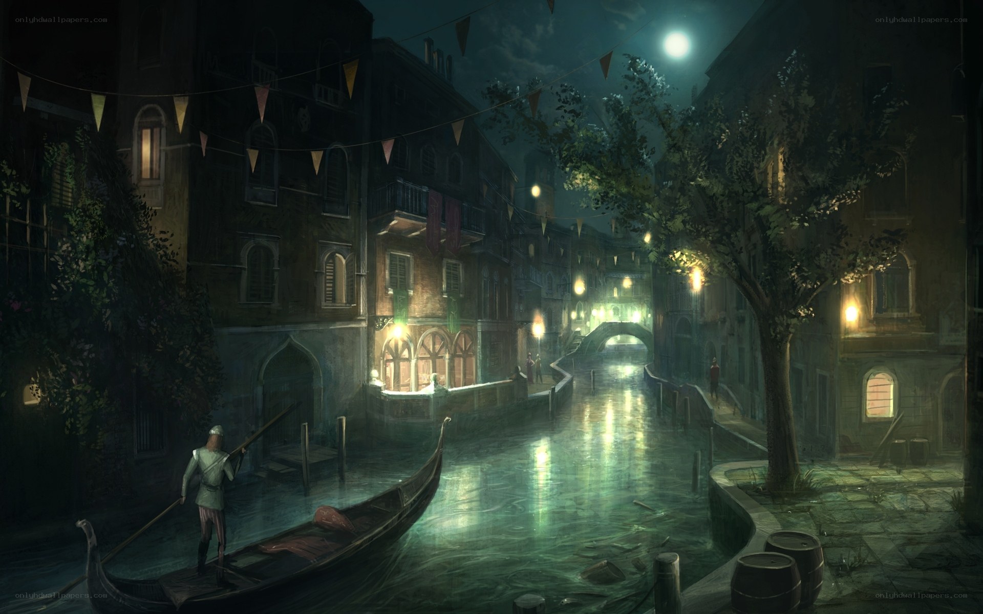 Venetian canal at night