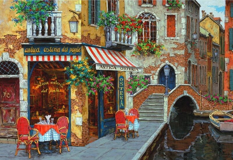 Venetian Canal Restaurant — Yellow, Serene