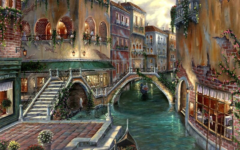 Venetian Canal Scene — Brown, Serene, Afternoon