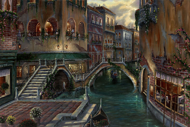 Venetian Canal Scene — Brown, Serene, Sunset