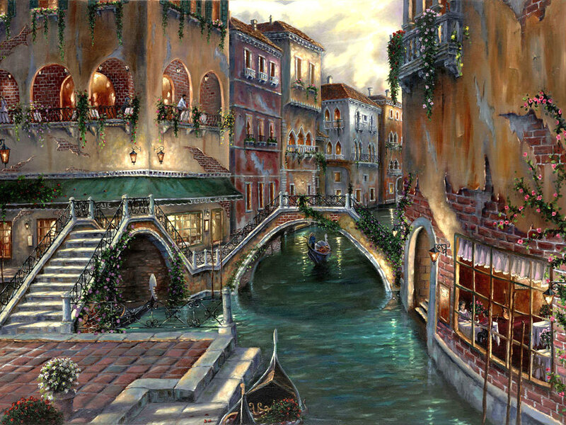 Venetian Canal Scene — Brown, Serene