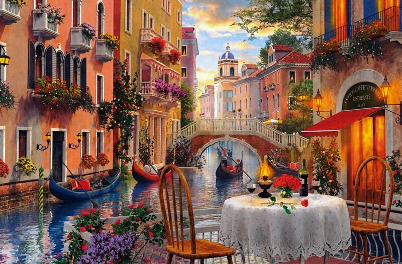 Venetian Canal Scene — Orange