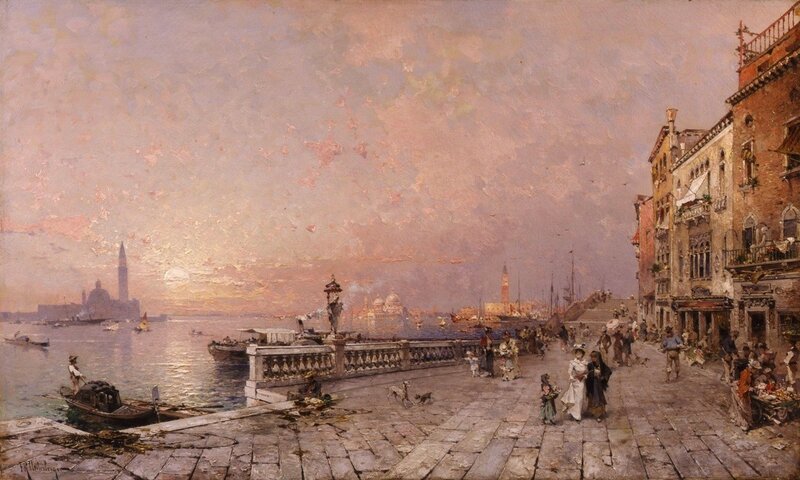 Venetian Canal Scene — Pink, Serene