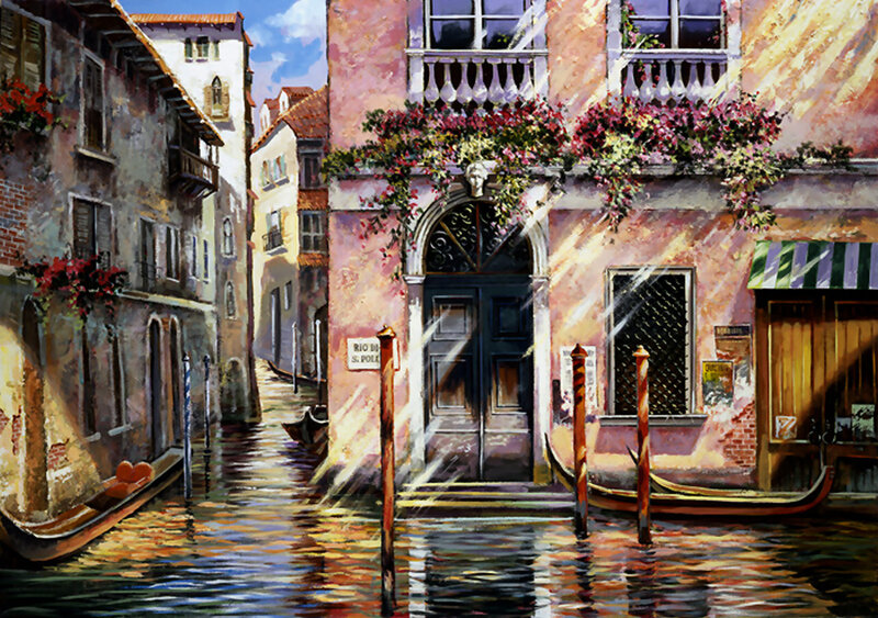 Venetian Canal Scene — Pink
