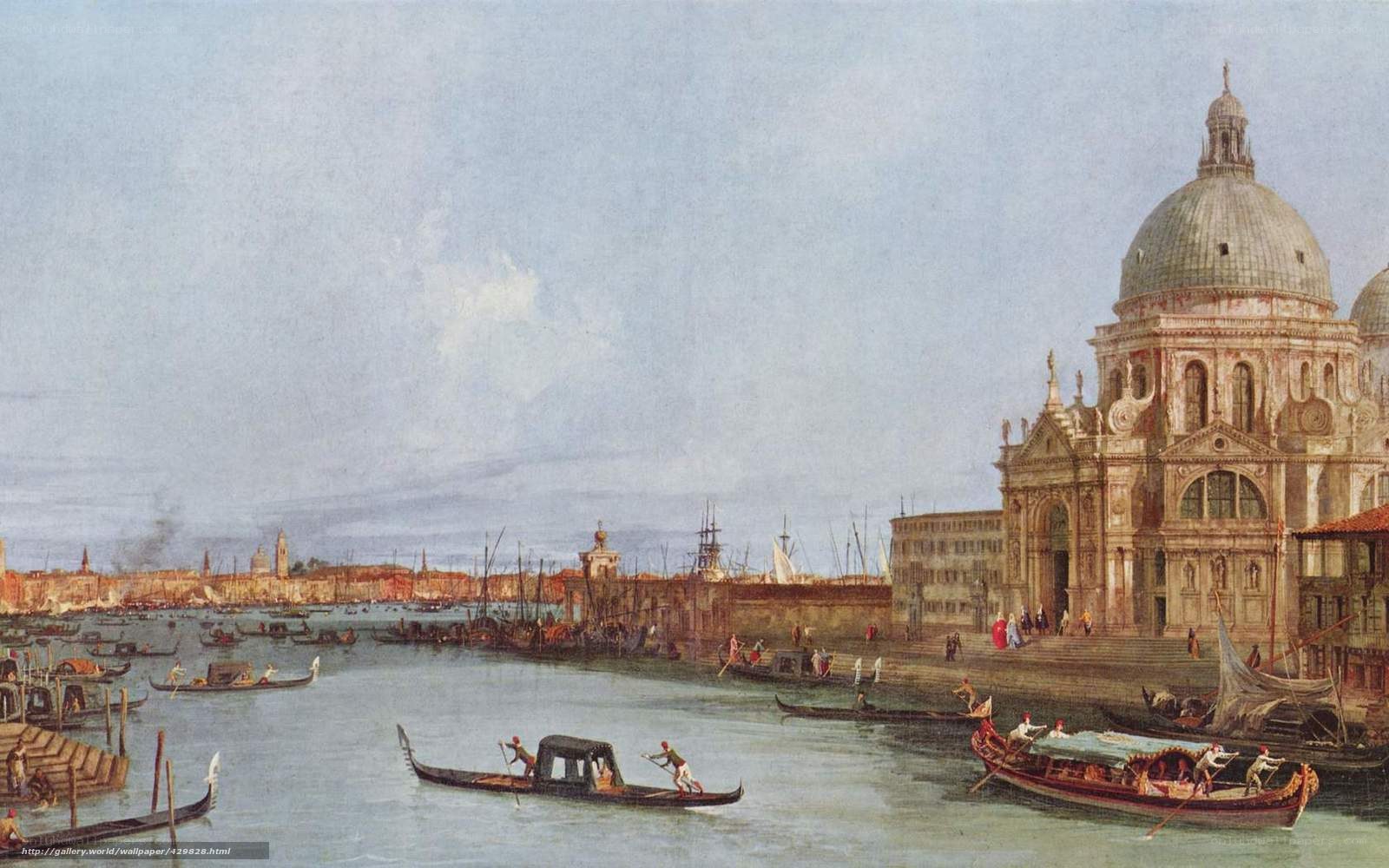 Venetian canal scene with basilica