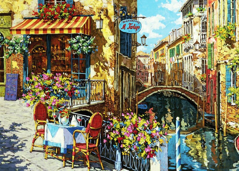 Venetian Canal Scene — Yellow, Vibrant