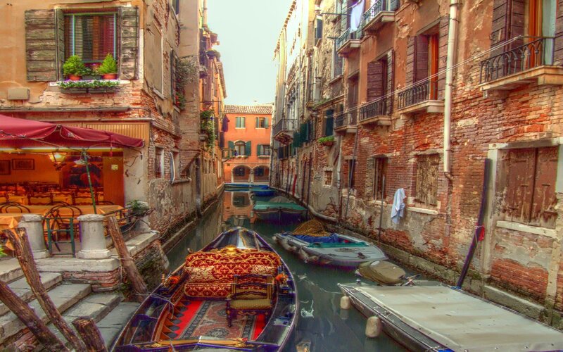 Venetian canal with gondola