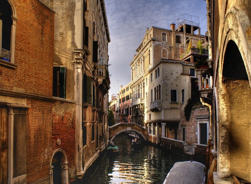 Venetian canal with historic buildings