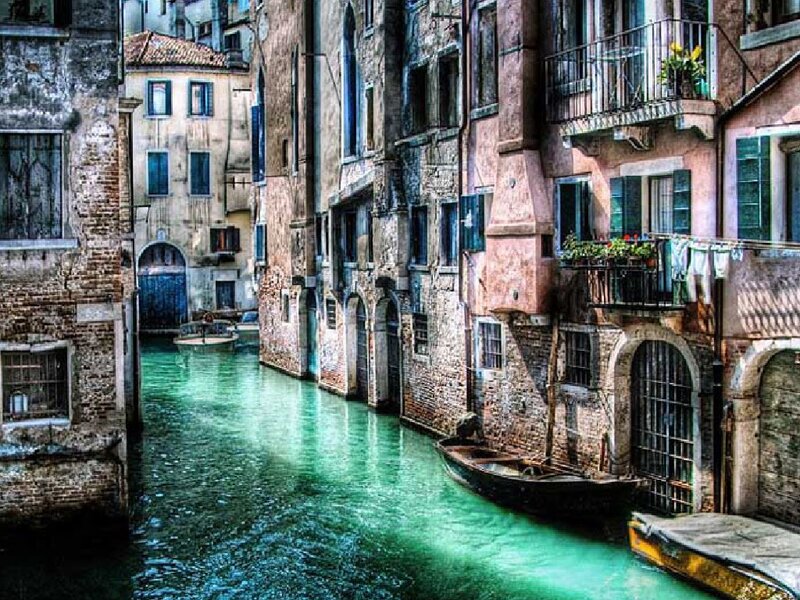 Venetian canal with historic buildings