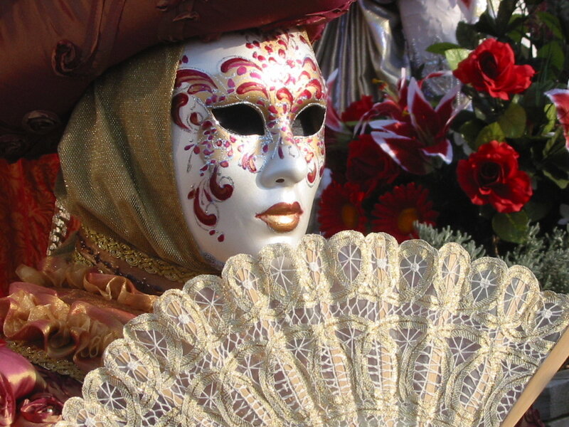 Venetian carnival mask and fan