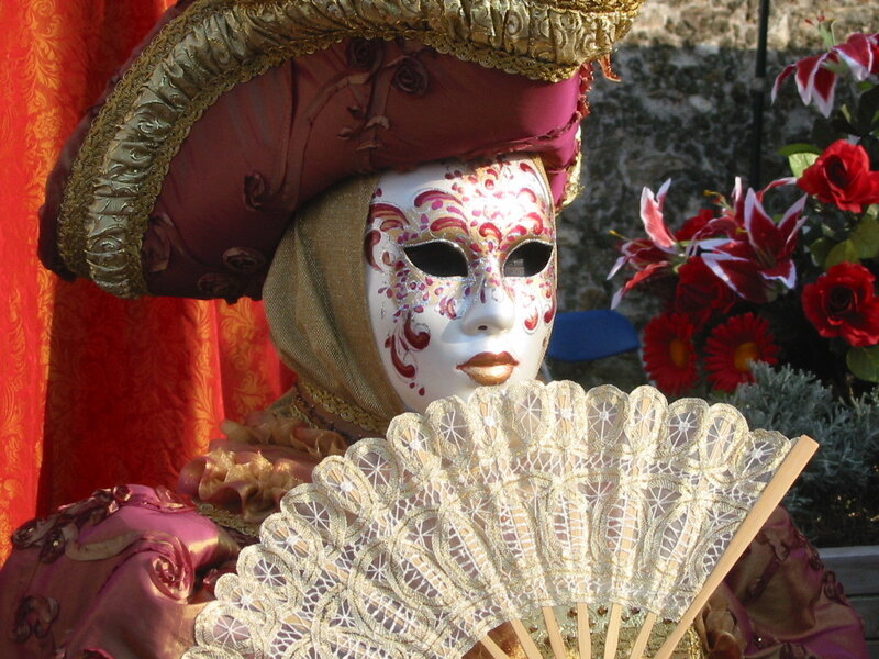 Venetian carnival mask and fan