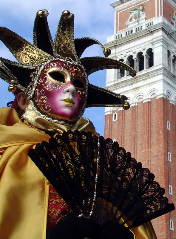 Venetian carnival mask and fan
