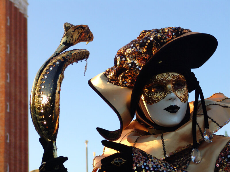 Venetian carnival mask and staff