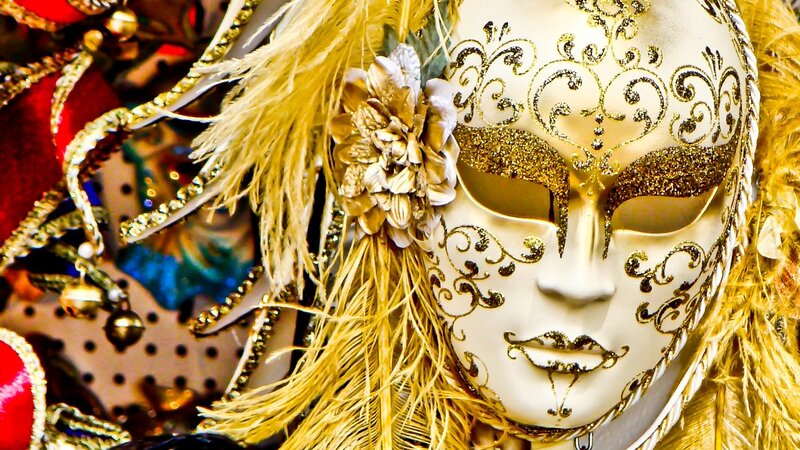 Venetian Carnival Mask — White, Ornate, Photograph