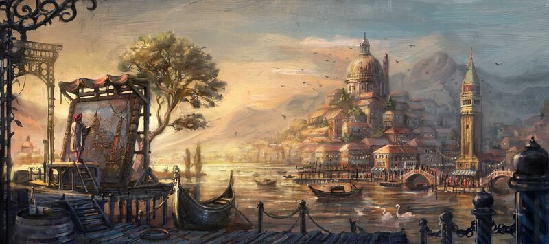 Venetian cityscape at sunset