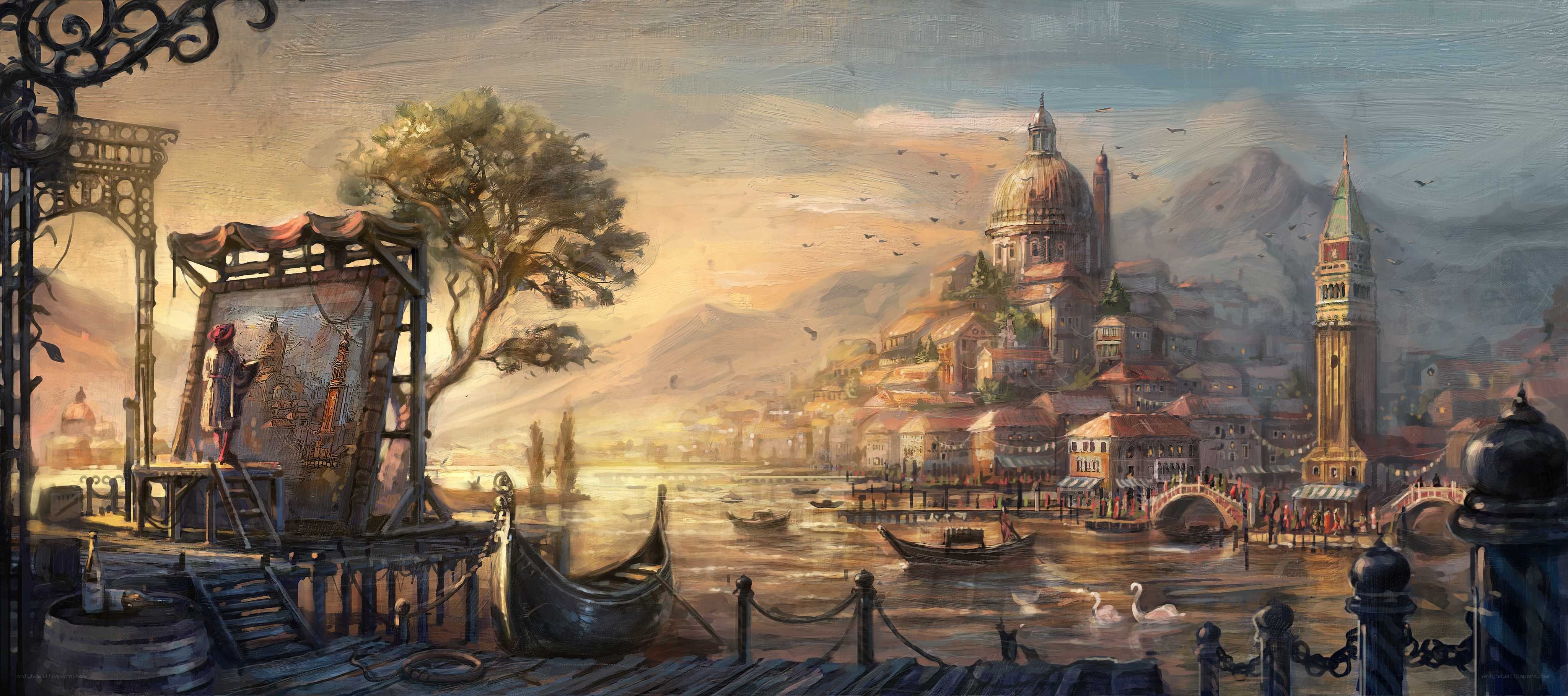 Venetian cityscape at sunset