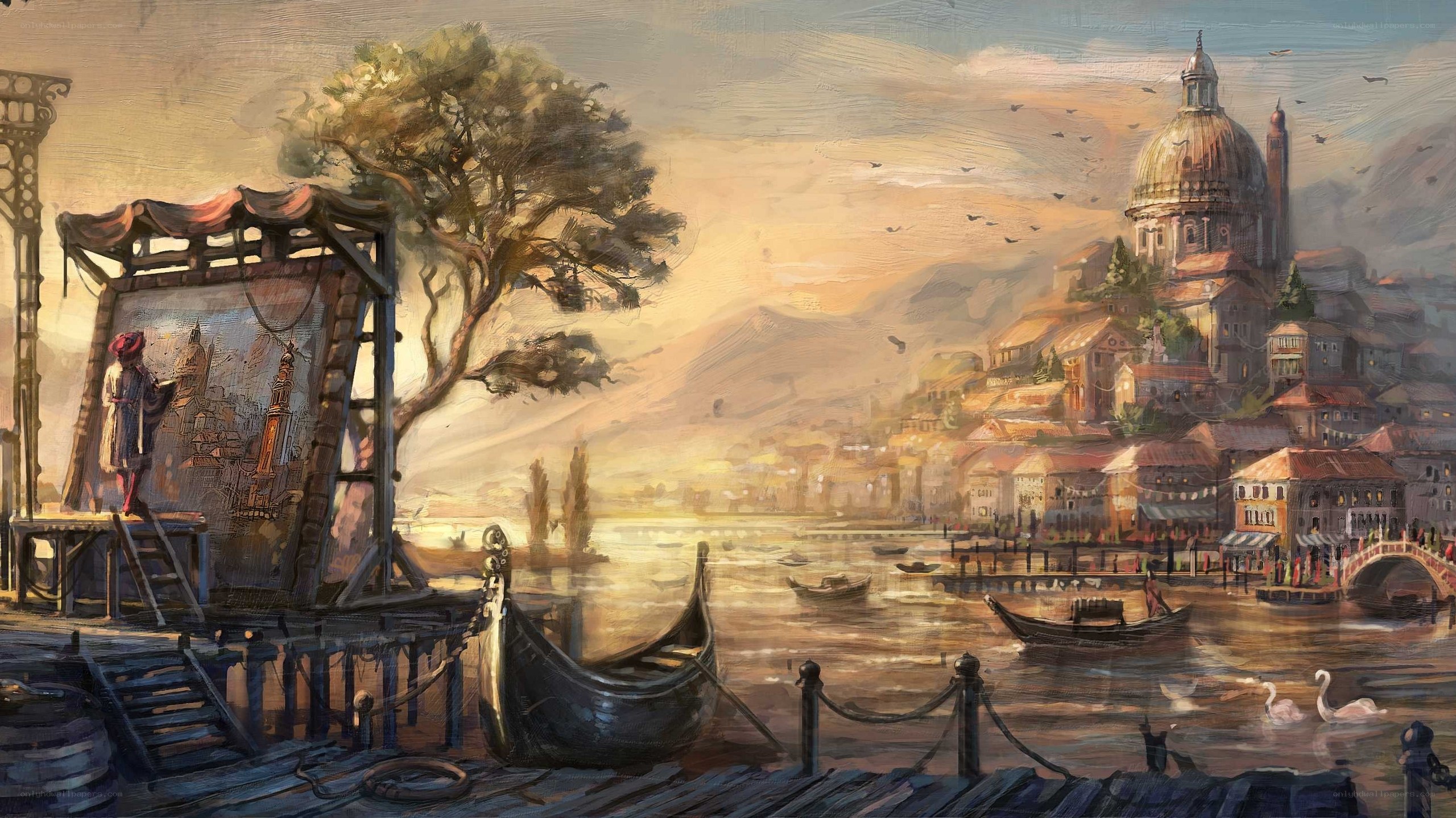 Venetian cityscape at sunset