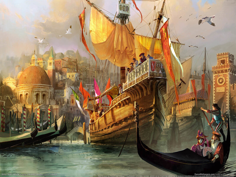 Venetian gondola and ship