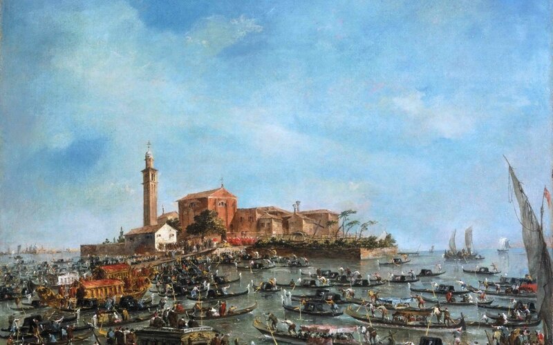Venetian Gondolas in Canal