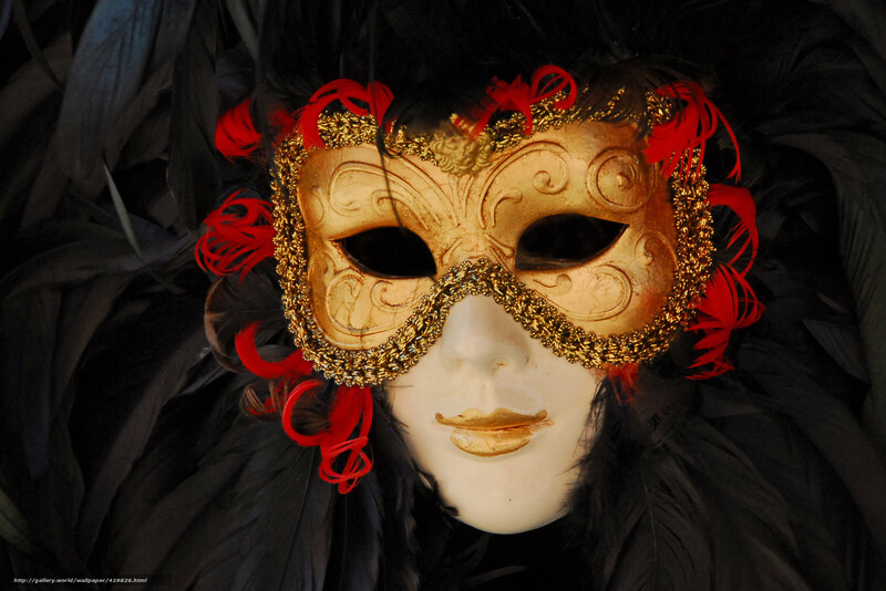 Venetian Mask with Feathers — Black, Dramatic
