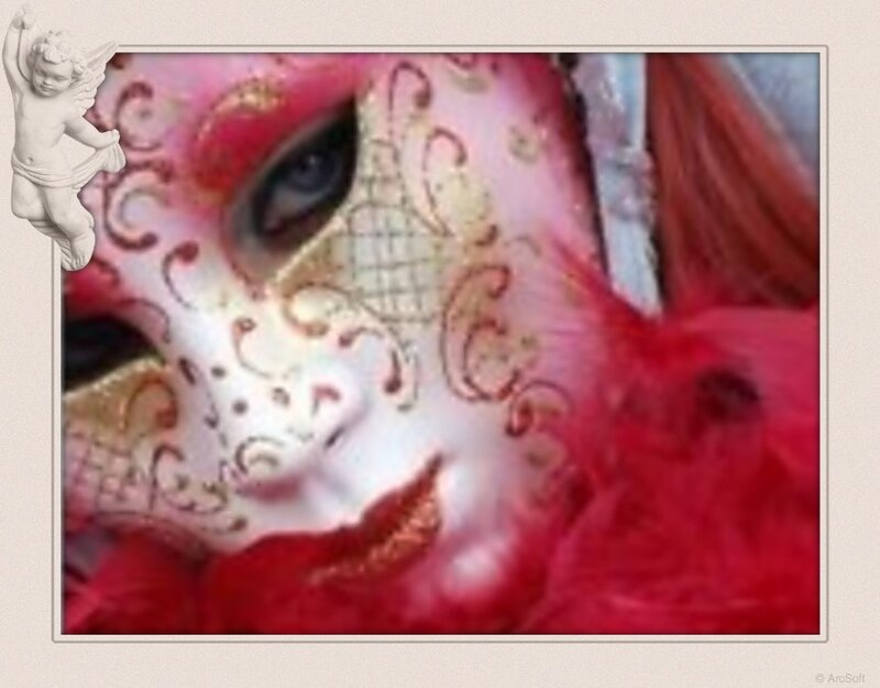 Venetian Mask with Feathers — White