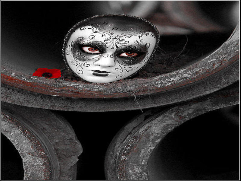 Venetian mask with poppy
