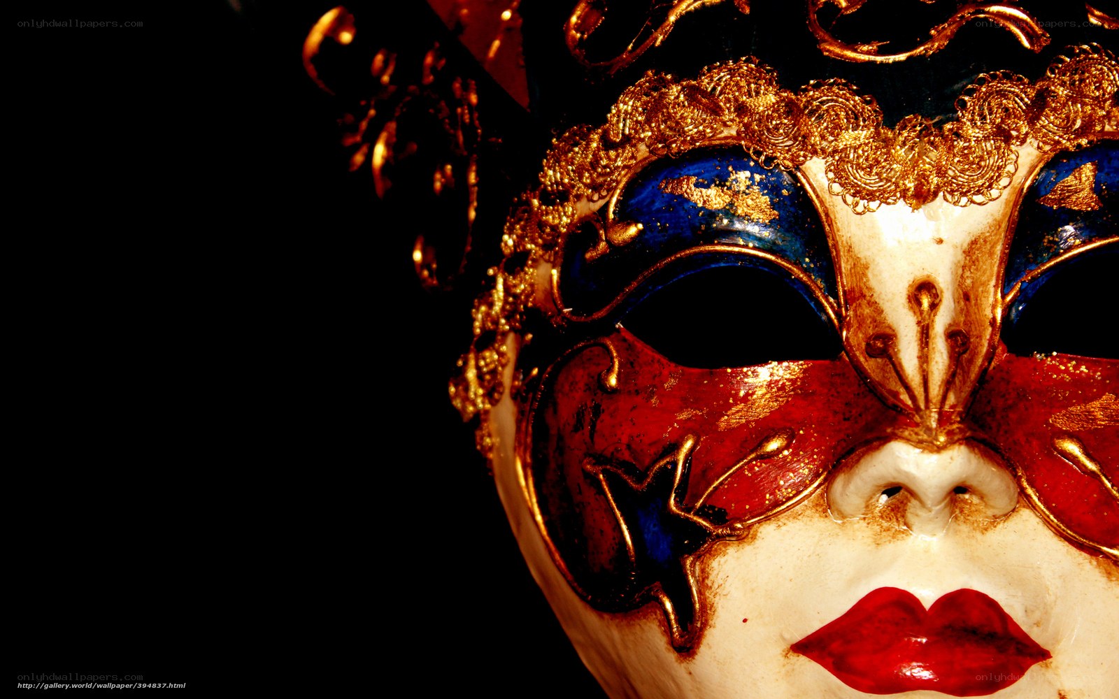 Venetian mask with red lips