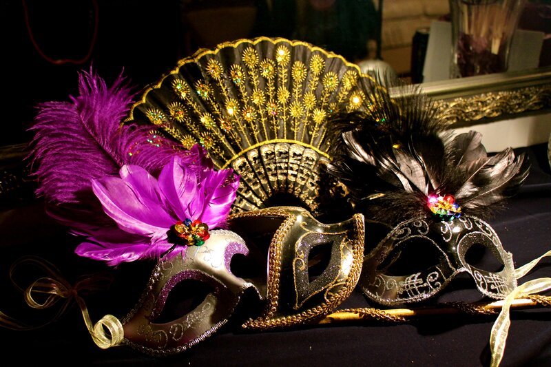 Venetian Masks and Fan