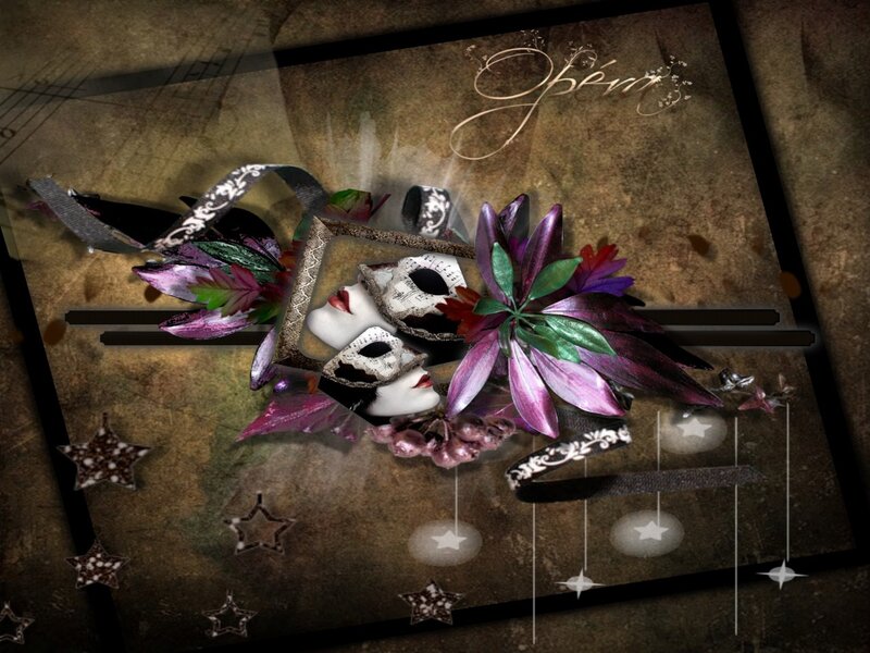 Venetian Masks and Flowers