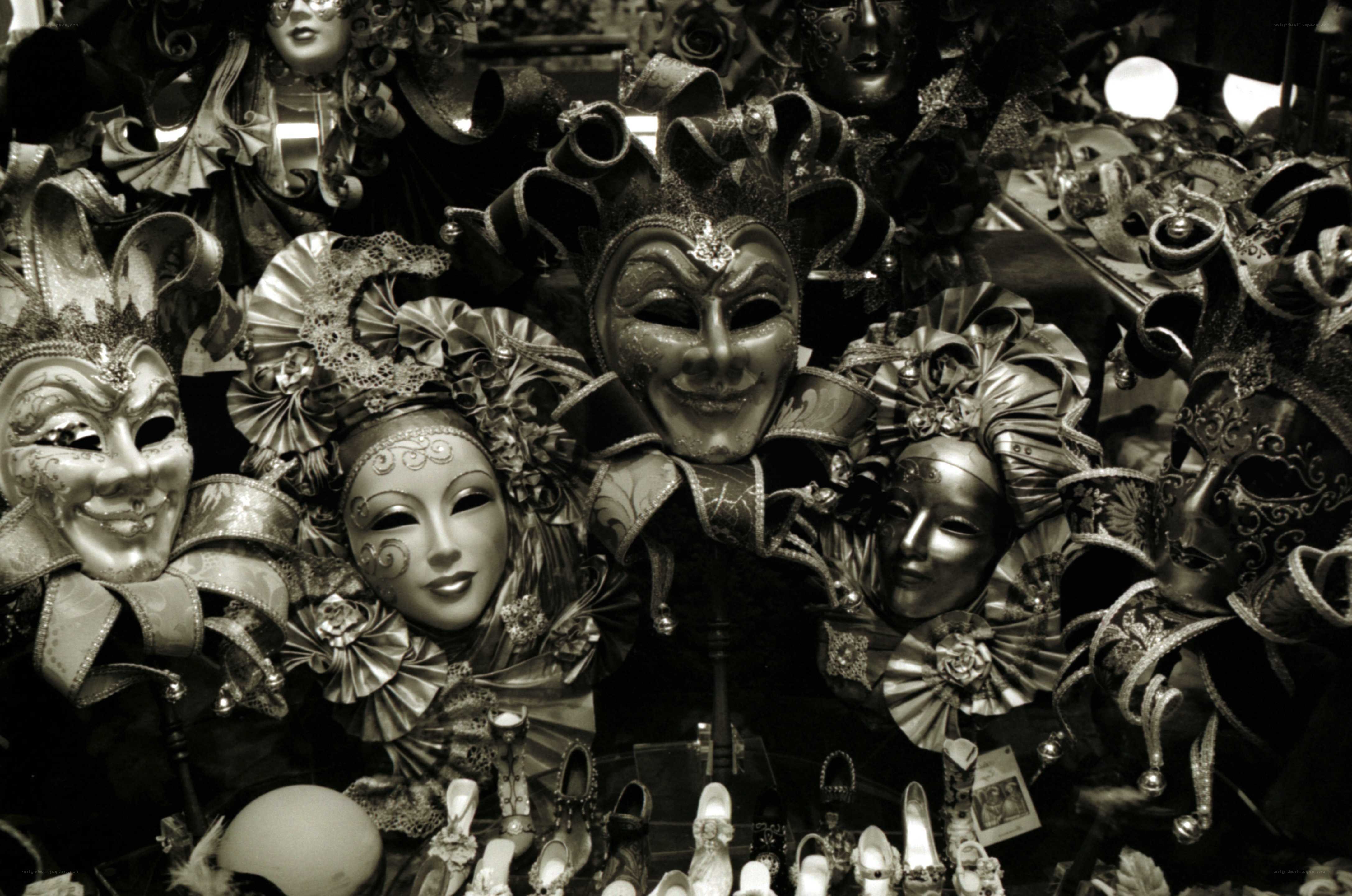 Venetian masks on display