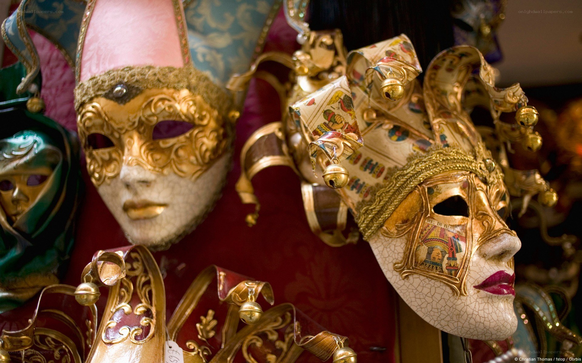 Venetian masks on display