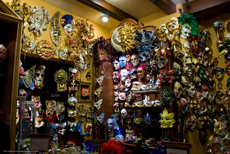 Venetian masks on display