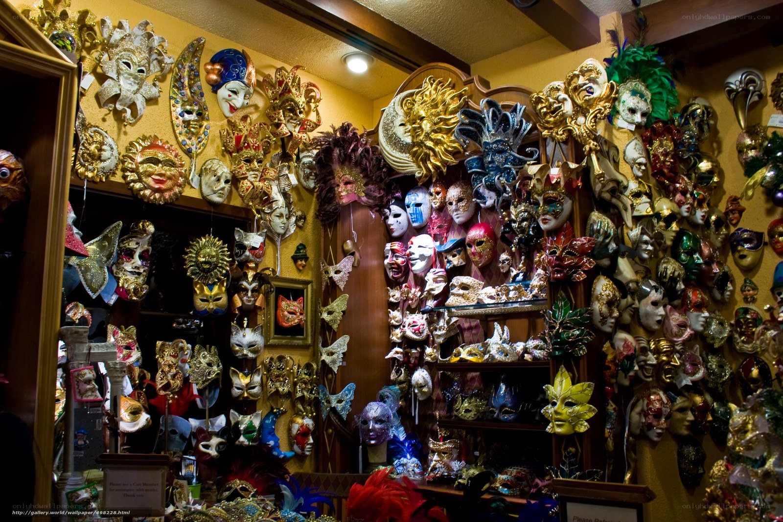 Venetian masks on display
