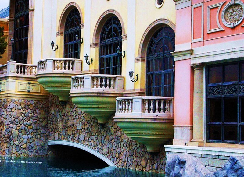 Venetian-style building with balconies