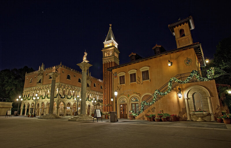 Venetian-style Buildings at Night