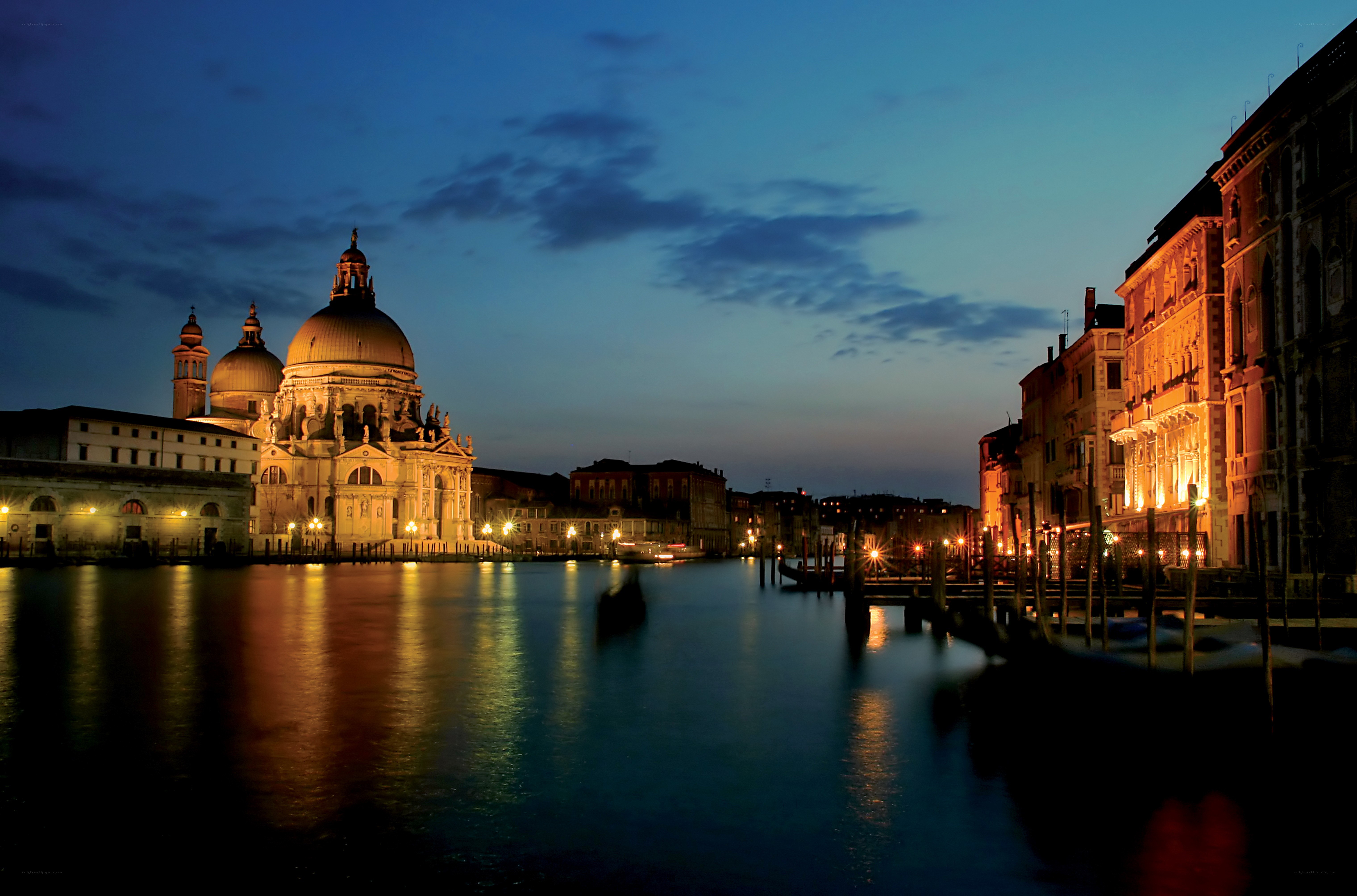 Venice at dusk with basilica