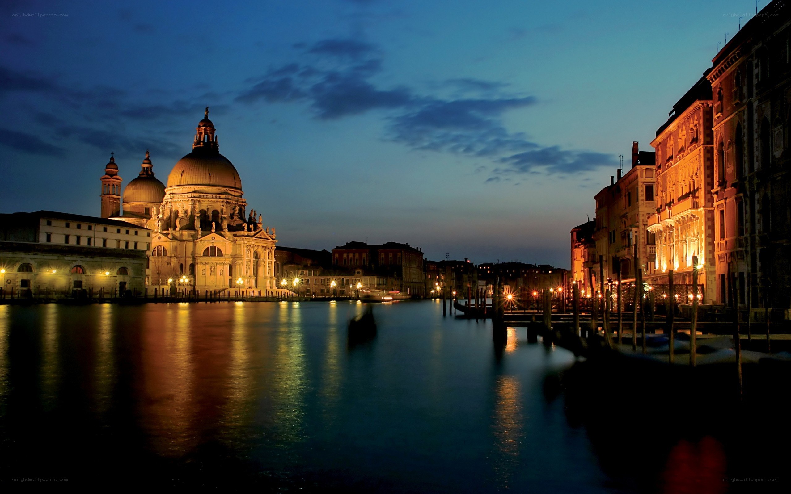 Venice at dusk with basilica