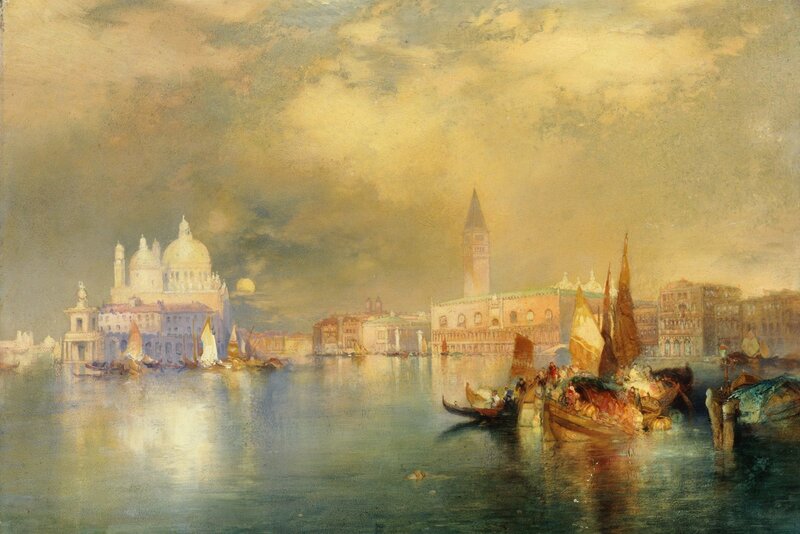 Venice at Dusk with Gondolas